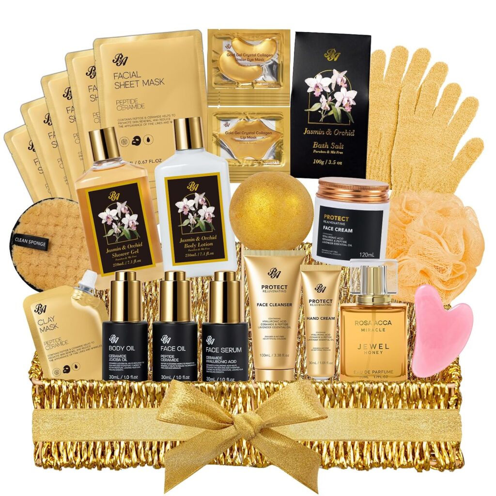 Gifts for Women, 32 Pcs Orchid Spa Basket Gift for Women,Face Skin Care Set