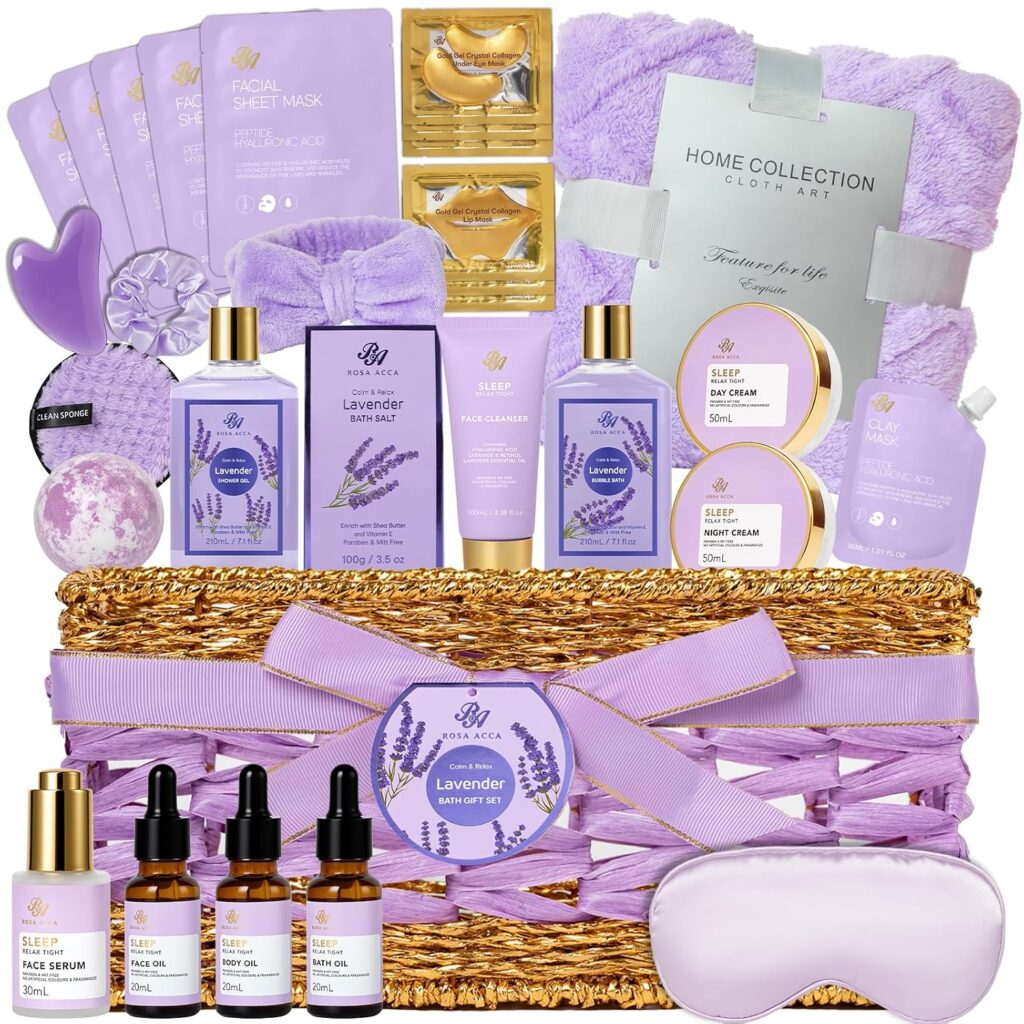 Gifts for Women, 35 Pcs Lavender Bath & Body Gift Basket, Get Well Soon Set