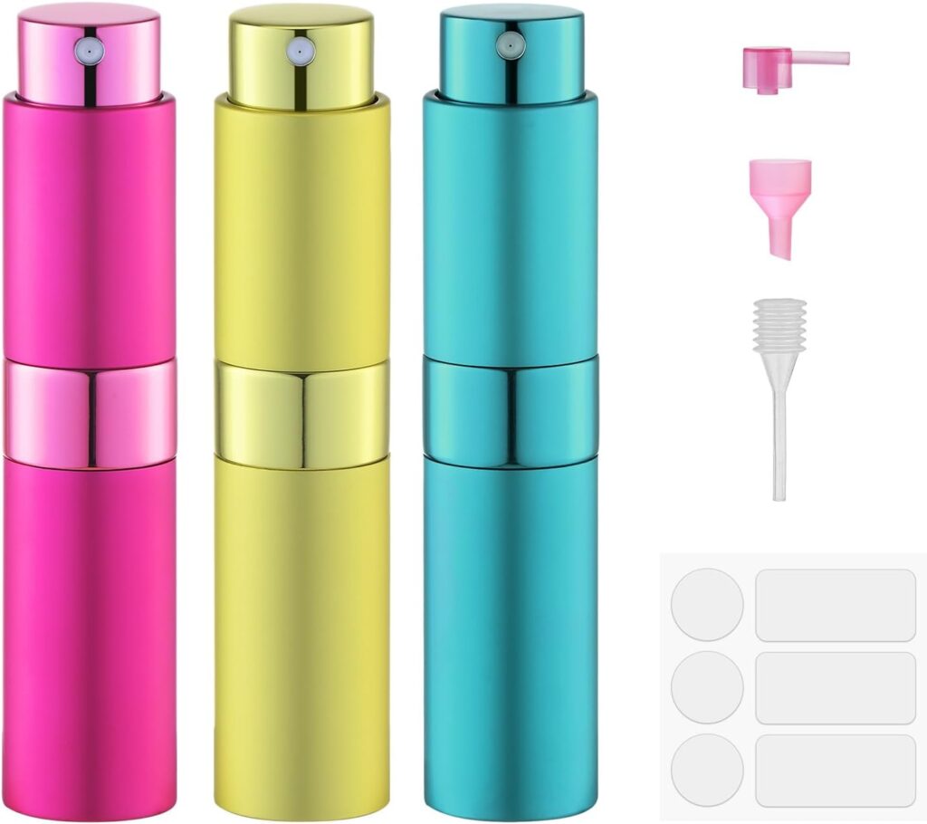 Perfume Atomizer Travel Bottle Refillable: Cologne Sprayer Portable for Men - Mini Spray Empty for Refill - 8ml Small Size Yellow