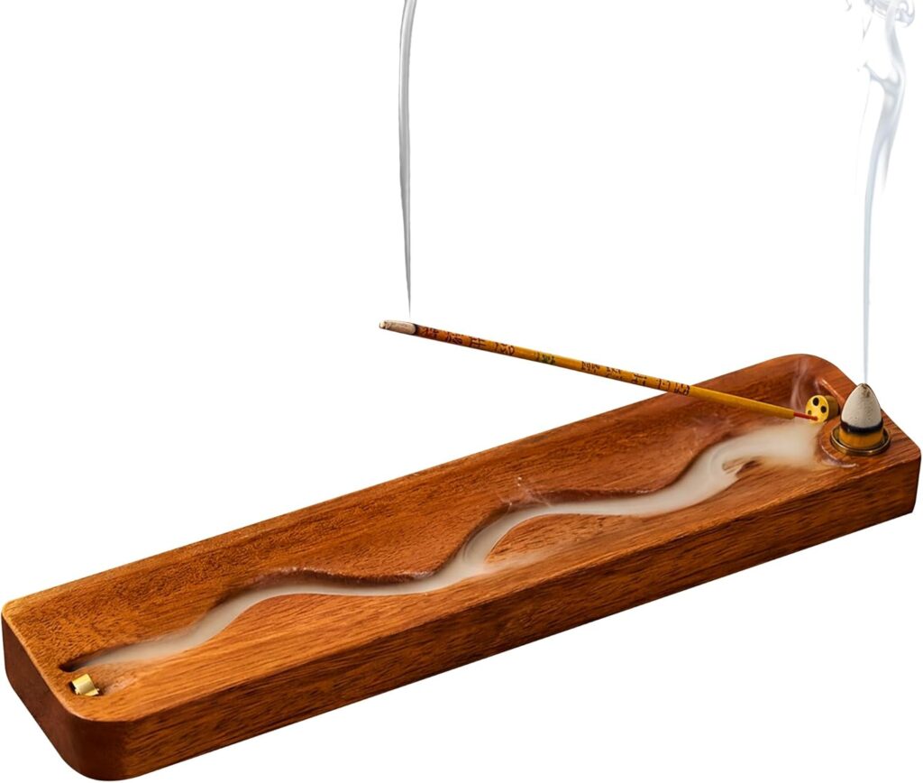 Wooden Incense Holder Sticks with Backflow Incense Cone Burner