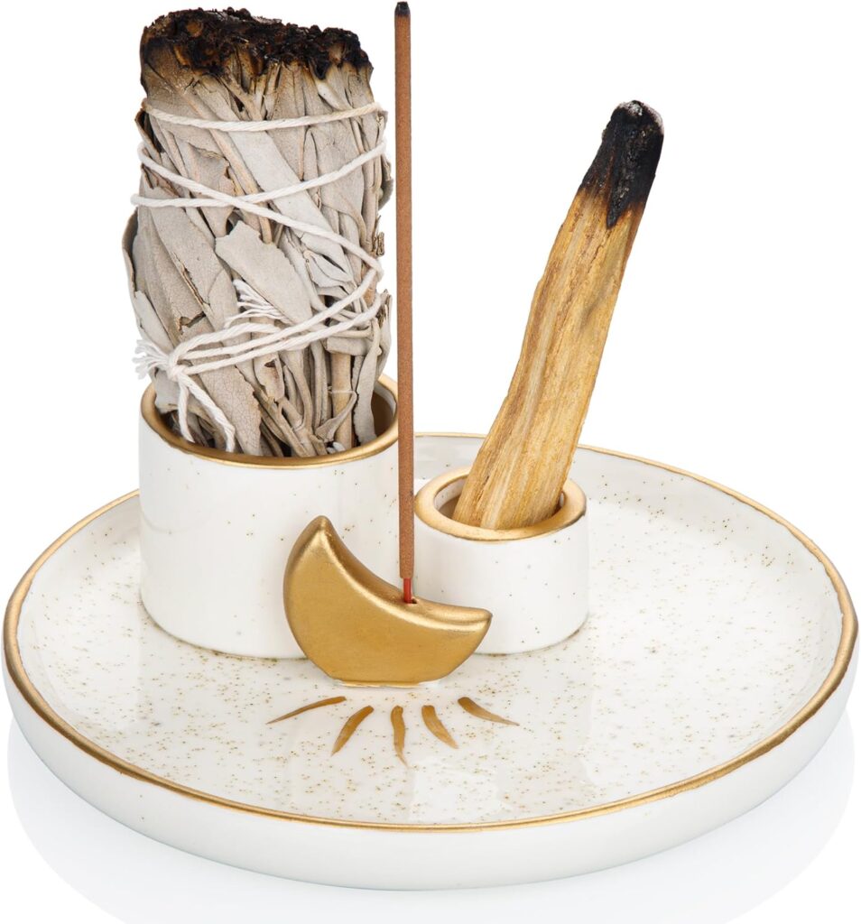 ZenBless Multifunction Incense and Candle Holder for Burning Sage, Palo Santo, Incense Sticks